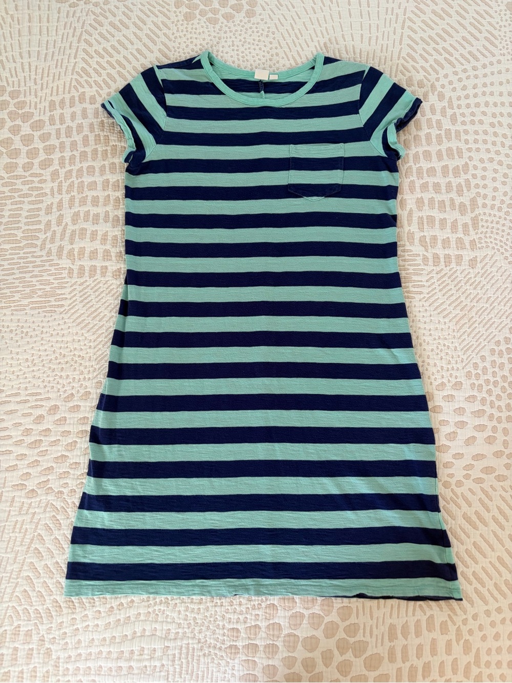 GAP Navy and Teal Striped Short Sleeve Mini Dress